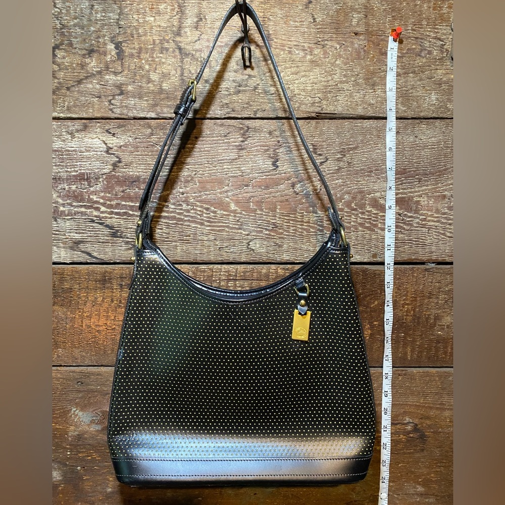 Dooney and Bourke shoulder bag, black with gold dots, vintage, like new!
